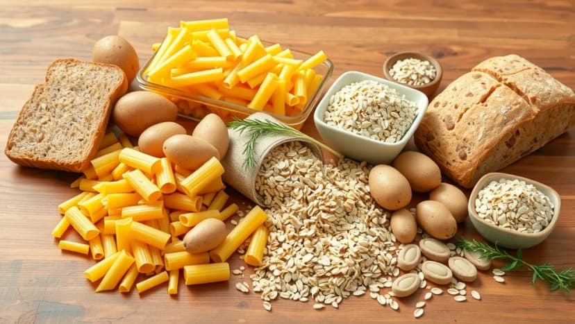 Mat med mycket kolhydrater som ger energi